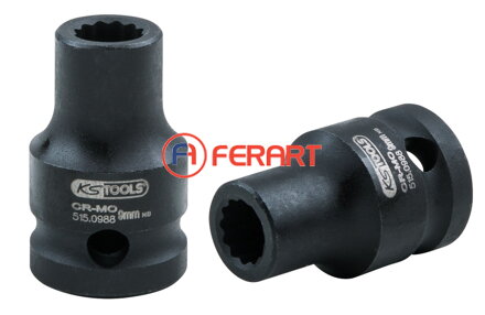 1/2" 12-hranný silový nástrčný orech, krátky, 9 mm