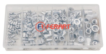 Sortiment závitových nitov, hliník, M3x9mm-M10x21mm, 150-dielny