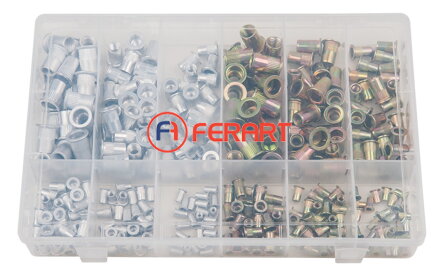 Sortiment závitových nitov, oceľ a hliník, M3x9mm-M10x21mm, 300-dielny