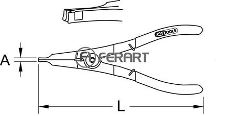 Kliešte na rozperné krúžky, vytvarované hroty, 240mm