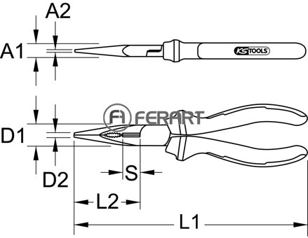 ERGOTORQUE VDE úzke ploché kliešte, 215mm