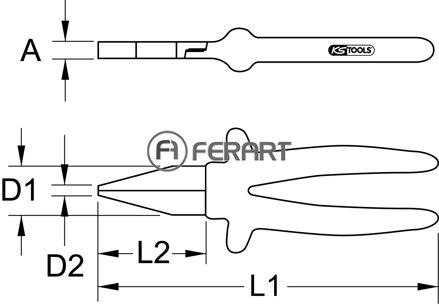 CLASSIC 1000V ploché kliešte, krátke čeľuste, 160mm