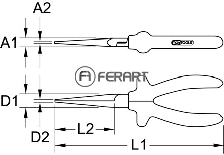 CLASSIC 1000V kliešte s dlhými čeľusťami, 160mm