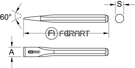 Plochý sekáč, 8-hranový, 130mm