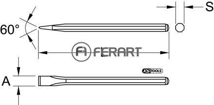 Plochý sekáč, 8-hranový, 250x14mm