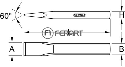 Plochý sekáč, oválny, 250x31mm, strieborný