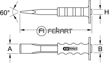 Plochý sekáč s ochrannou rukoväťou, oválny, 250mm