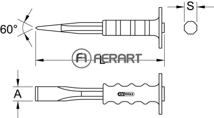 Škárovací sekáč s ochrannou rukoväťou, 8-hranový, 250x100mm