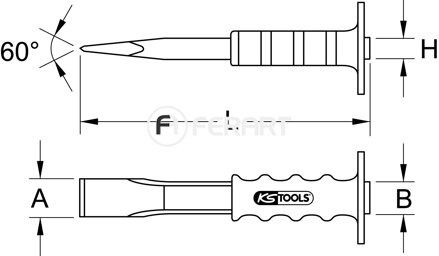 Murárske dláto s ochrannou rukoväťou, ploché oválne,33x1000mm