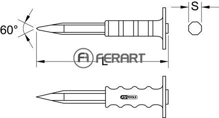 Ostrý sekáč s ochrannou rukoväťou, 8-hranový, 20x1000mm