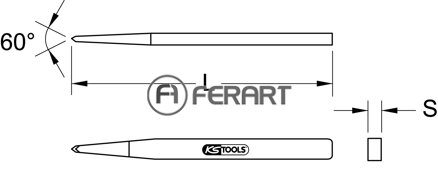 Ostrý sekáč na dlaždice, 4-hranový, 8x250mm