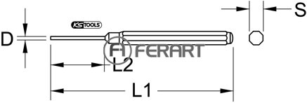 Priebojník, dlhý, 8-hranný, Ø 3mm