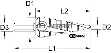 HSS-TiN stupňový vrták,Ø 6,5-40,5mm, 11 stupňov