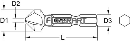 1/4" HSS TiN bit pre kužeľový záhlbník a odhrotovací záhlbník 90°, 12,4mm