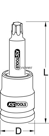 3/4" silový bit nástrčný Torx, dlhý, T60