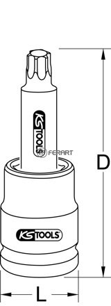 1" silový bit nástrčný Torx, dlhý, T90