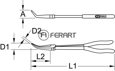 Úzke ploché kliešte 45° zahnuté, XL, 270mm
