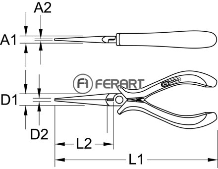 ESD úzke ploché kliešte, rovné, bez seku, 140mm