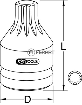 3/4" silový nástrčný bit tisíchran s otvorom, krátky, M18