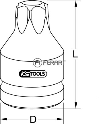 3/4" silový nástrčný bit Torx s otvorom, krátky, TB70