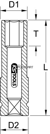 1/2" silový nástrčný orech pre hliníkové disky, robustný, dlhý, 22mm