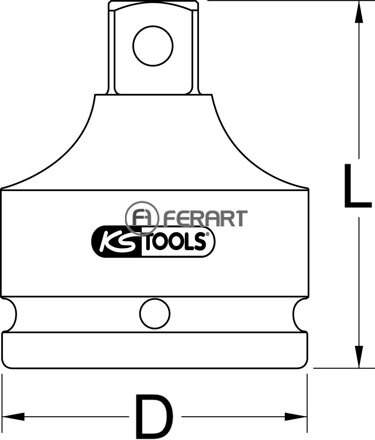 1/2" silový redukčný adaptér, 1/2"F x 3/8"M