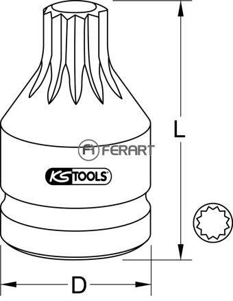 1/2" silový nástrčný bit XZN,krátky,M14