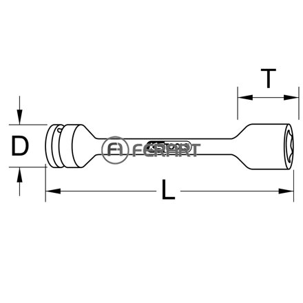 1" šesťhranový torzný silový nástrčný orech, XL, 30mm, 500Nm