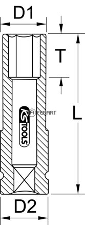 1/2" silový nástrčný orech pre hliníkové disky, dlhý, 22mm