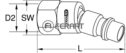 1/4" nástrčná vsuvka pre kovový guľový kĺb, 46mm