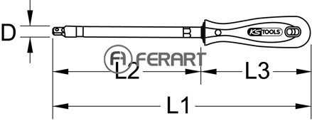 1/4" ERGOTORQUE štvorhranný skrutkovač, 200mm