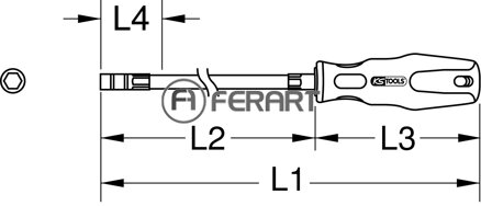 1/4" ERGOTORQUEplus bitový skrutkovač, XL, 614mm