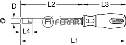 ERGOTORQUEplus skrutkovač na nástrčné orechy, dlhý, 5mm