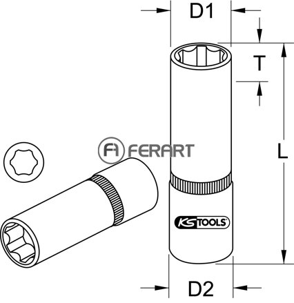 1/2" nástrčný orech, dlhý, 10mm