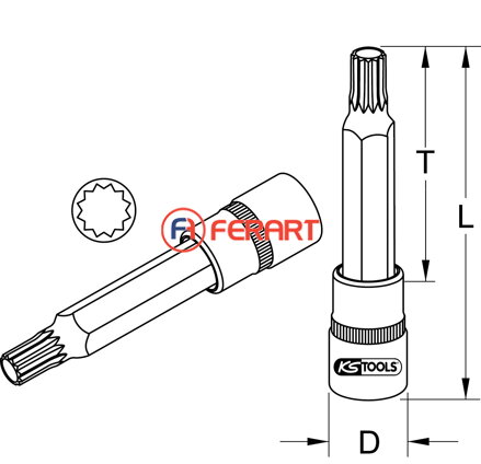 1/2" bit nástrčný XZN, M9, 110 mm