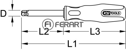 1/4" štvorhranný skrutkovač, 150mm