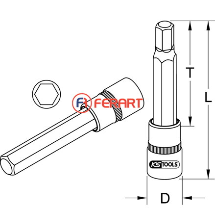 3/8" bit nástrčný imbusový, dlhý, 10mm
