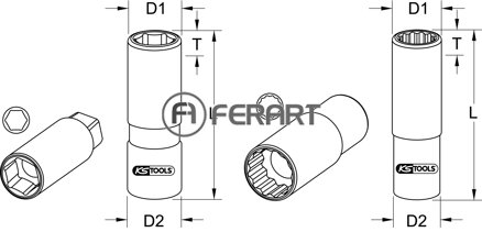 1/2" nástrčný orech pre zapaľovacie sviečky, 14mm