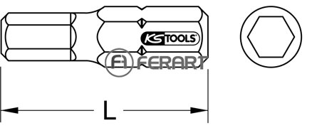 1/4" TIN bit imbus, 25mm, 6mm, súprava 5 kusov