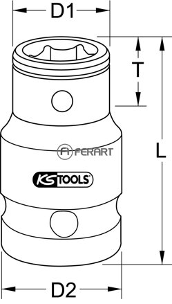 1/2" adaptérový nástrčný orech na bity, 1/2" x 5/16", 38mm