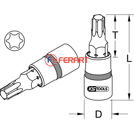 3/4" bit nástrčný Torx, T70