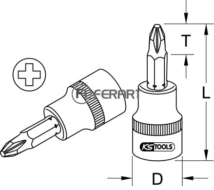 1/2" bit nástrčný, dlhý, PH3