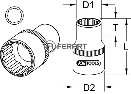 1/4" 12-hranný nástrčný orech, 5,5mm