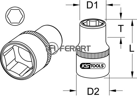 3/8" CLASSIC šesťhranný nástrčný orech, 12mm