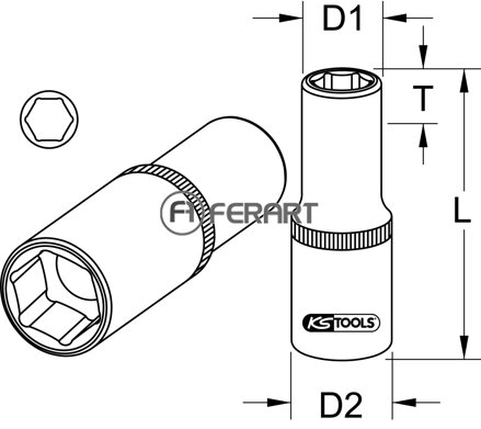 1/2" CHROMEplus šesťhranný nástrčný orech, dlhý, 21mm